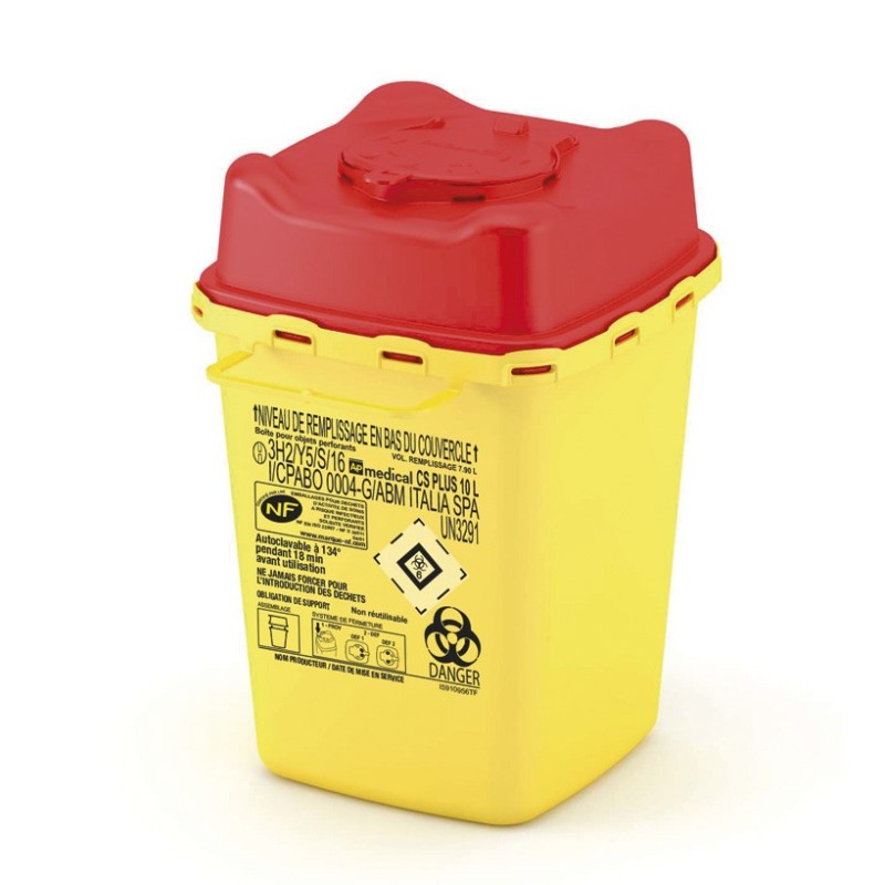 COLLECTEURS POUR DÉCHETS COUPANTS ET TRANCHANTS SHARPSAFE FORME CARRÉE 3 L 5 L 10 L