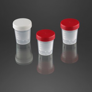 Pot à urine 120 ml avec surface d'écriture bouchon rouge vissé stérile