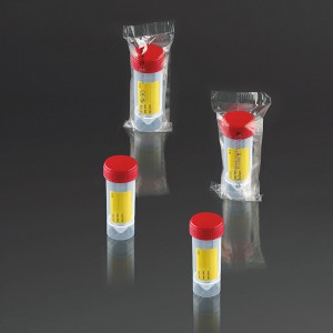 Pot à urine 30 ml avec étiquette et bouchon à vis rouge Cleanroom ISO 8 emballage individuel